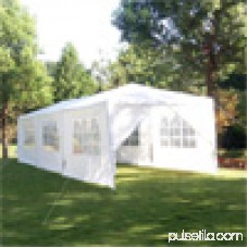 Zimtown 10'x30' canopies Outdoor White Canopy Screen Sun Shelters Houses Gazebos with 8 Removable Sides Sidewalls for BBQ Carport(with 6 sidewalls and 2 doors White)